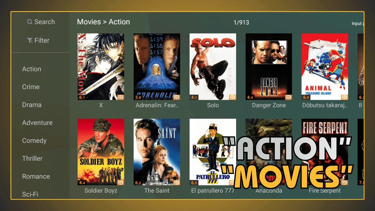 Filmes de ação no YouCine APK
