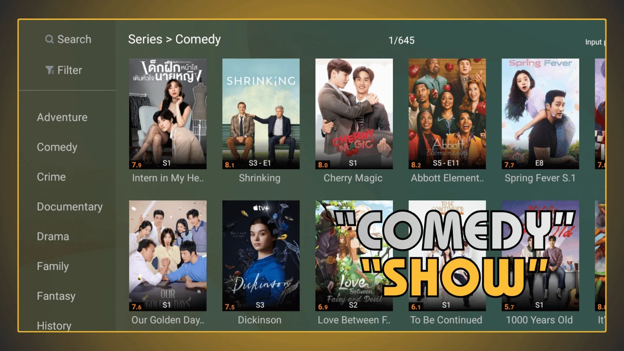 Séries de comédia no YouCine APK